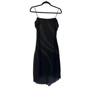 Vintage y2k Mesh Square Neck Dress MEDIUM Black Glitter Whimsigoth BYER TOO! L